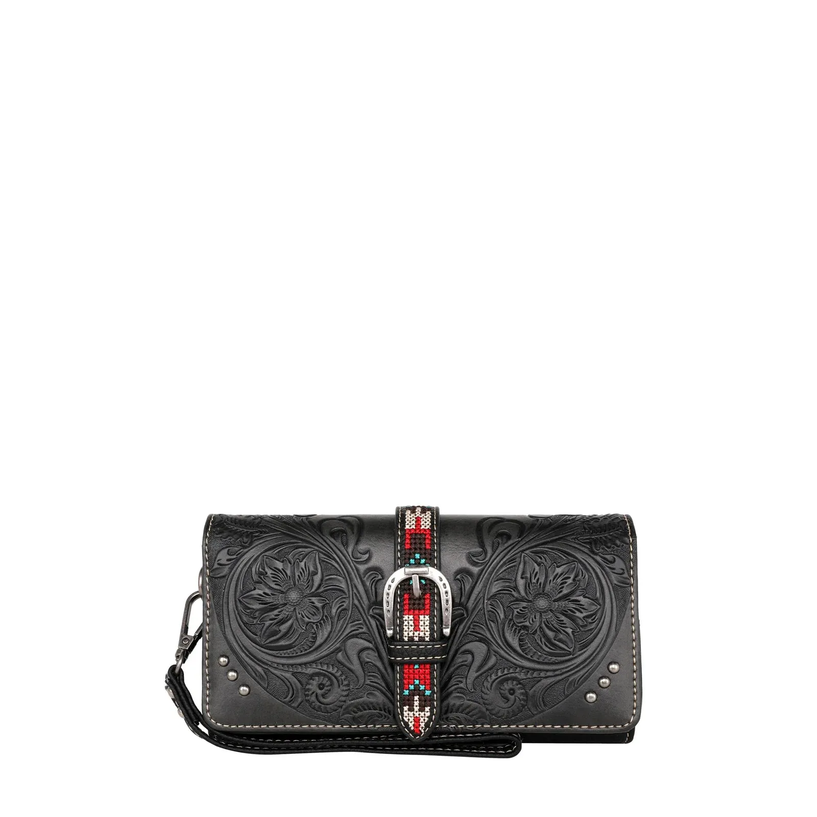 Montana West Tooled/Buckle Collection Wallet - Black - MW1176-W018