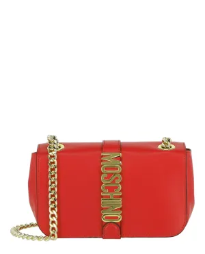 Moschino Logo Leather Shoulder Bag