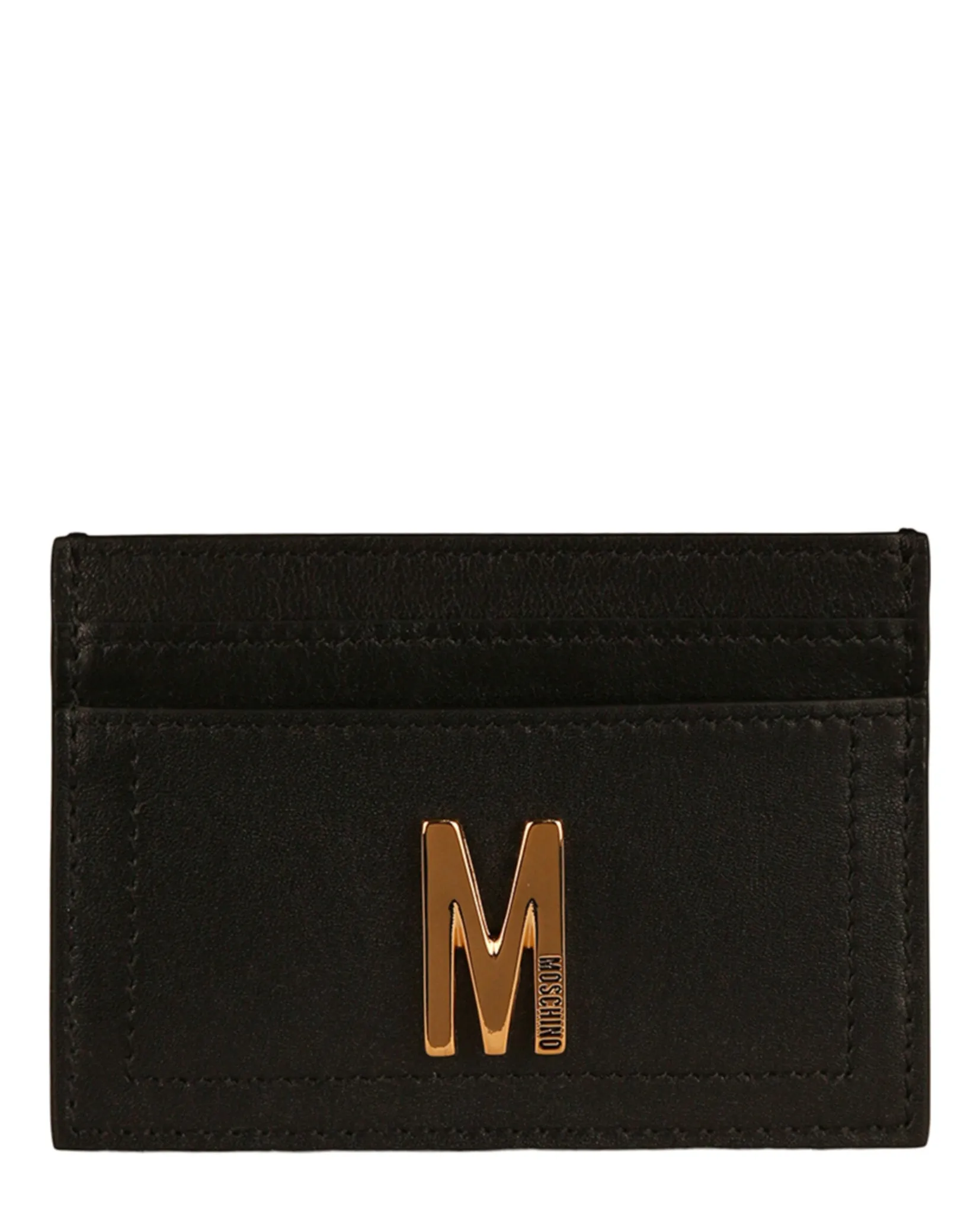 Moschino M-Plaque Leather Card Holder