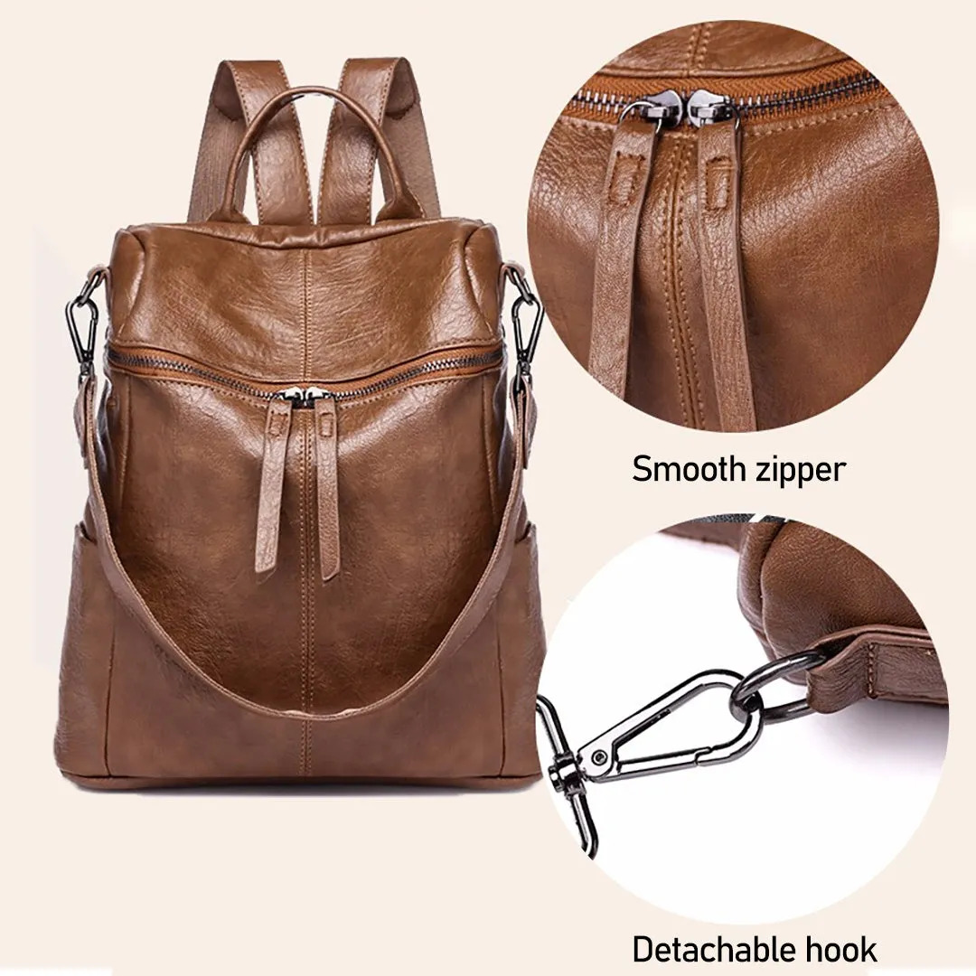 Multifunctional PU backpack for women