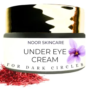 Noor Skincare Under Eye Cream for Dark Circles Removal Women/Men Gel based, Organic, Natural, Rich, Anti-Puffy, Wrinkle Care & Glow Enhancer with Saffron, Almond, Turmeric, Aloe