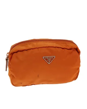 Orange Nylon Pouch with Accessories Made in Italy