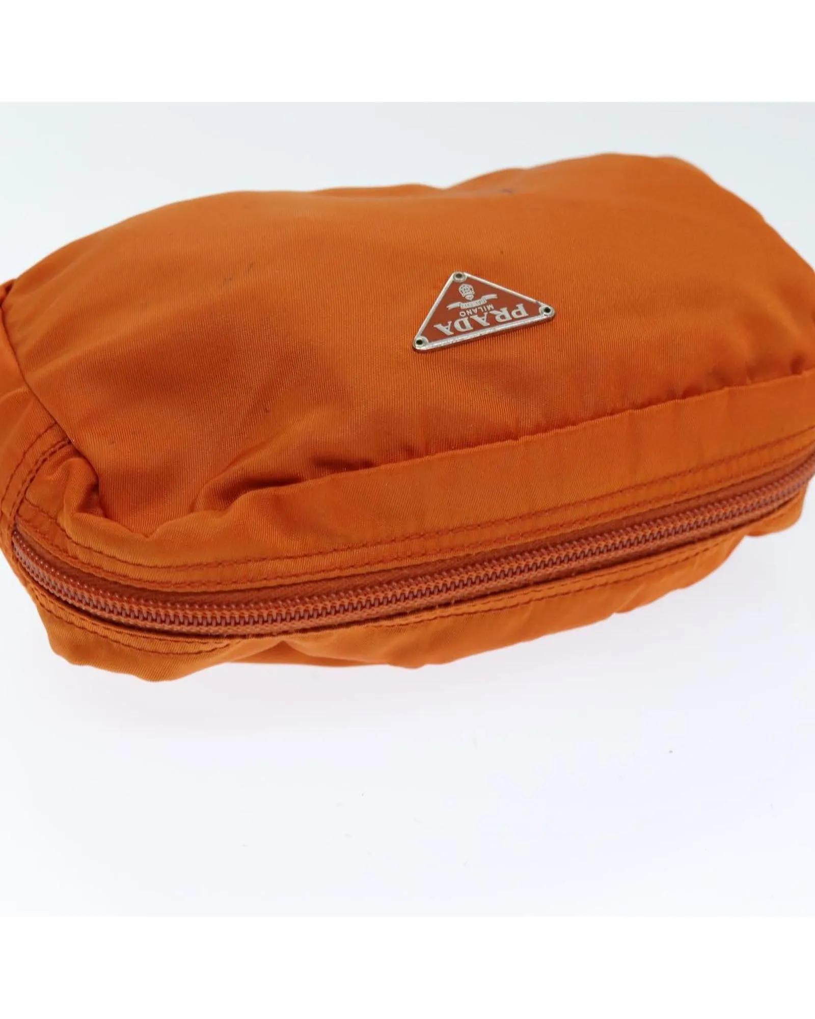 Orange Nylon Pouch with Accessories Made in Italy