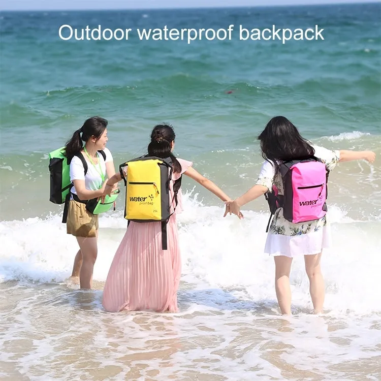 Outdoor Folding Double Shoulder Bag Dry Sack PVC Waterproof  Backpack, Capacity: 25L (Pink)