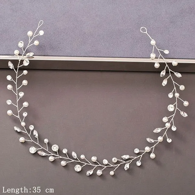 Pearl Rhinestone Women Headband Wedding Hair Accessories For Women Bride Tiara Headband Hair Jewelry Silver Color Hairband