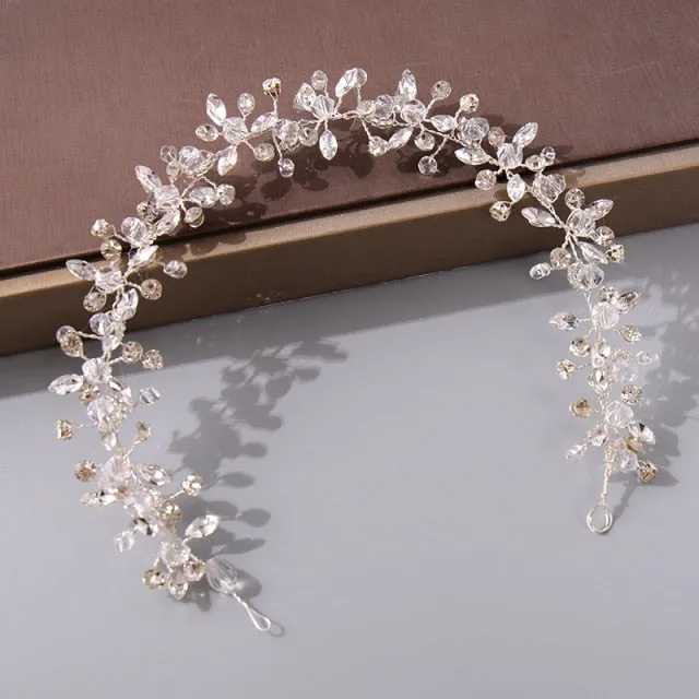 Pearl Rhinestone Women Headband Wedding Hair Accessories For Women Bride Tiara Headband Hair Jewelry Silver Color Hairband