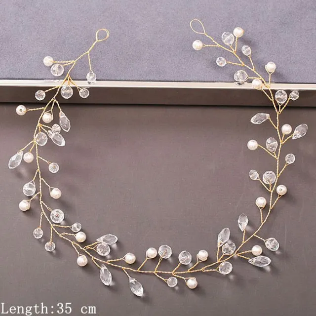 Pearl Rhinestone Women Headband Wedding Hair Accessories For Women Bride Tiara Headband Hair Jewelry Silver Color Hairband