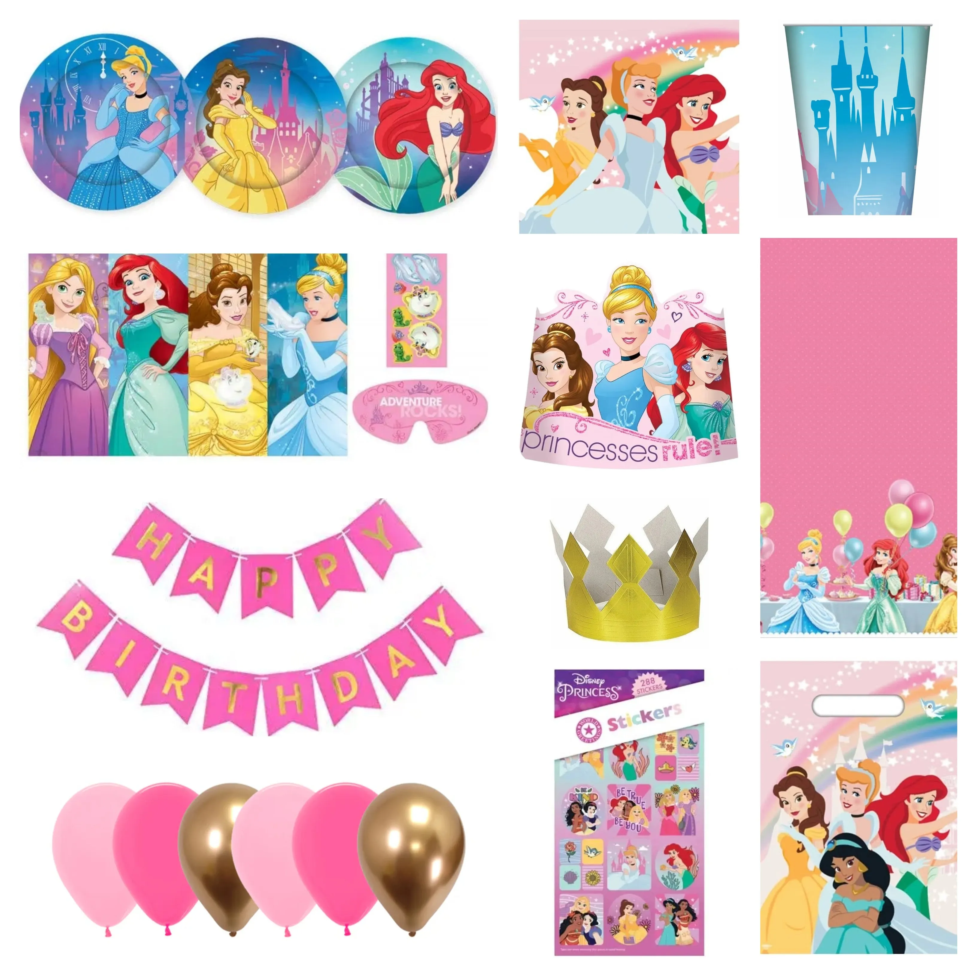 Premium Disney Princesses Party Pack for 8 - SAVE 15%