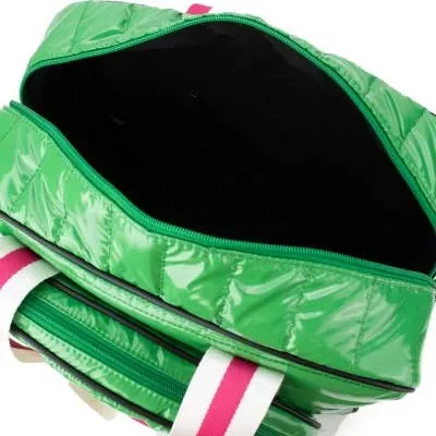 Puffer Pickle Ball Tote - Green with Pink Stripe