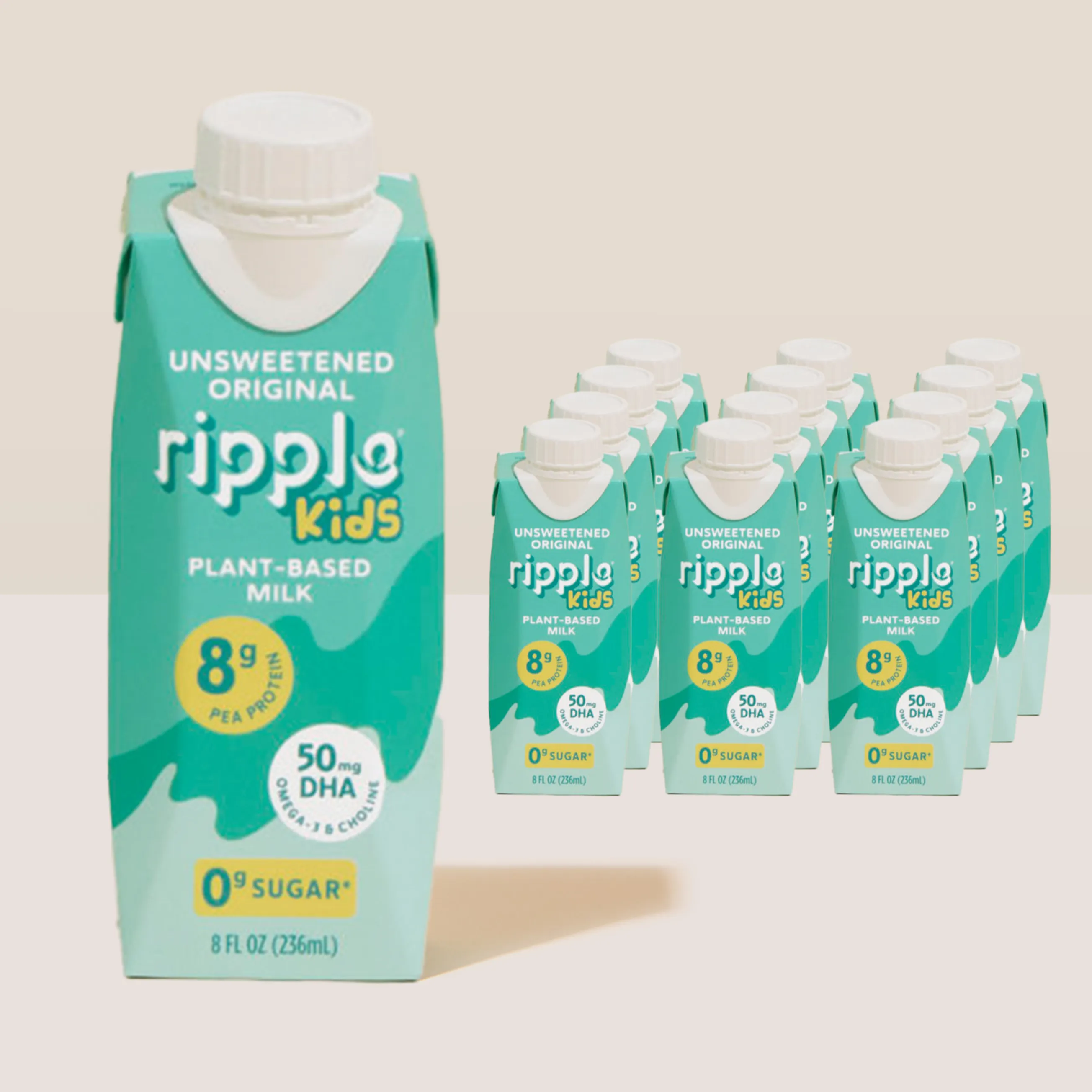 Ripple Kids On-The-Go Unsweetened Original Milk (12-pack)