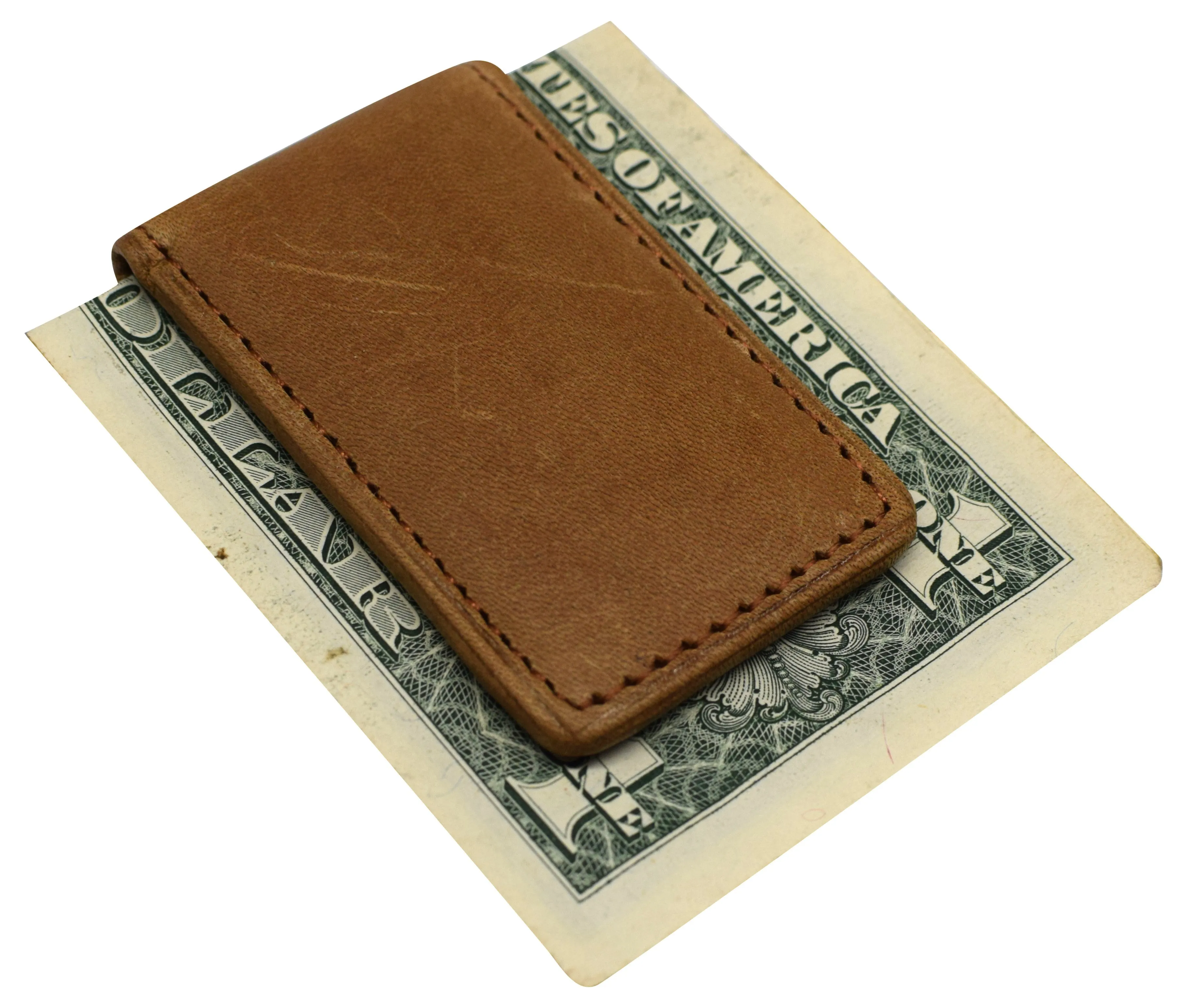 Slim Magnetic Money Clip Hunter Leather Business Card Holder for Men 812HUQ