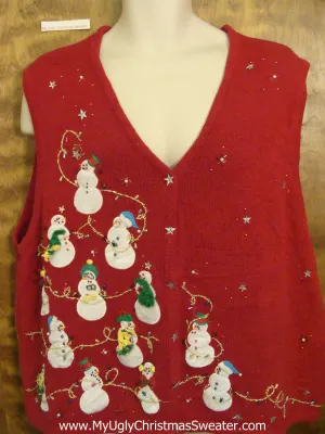 Snowman Pyramid Ugliest Christmas Sweater Vest  XXXL