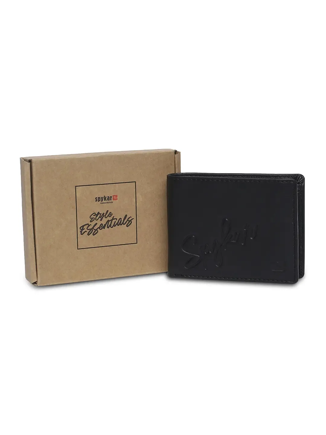 Spykar Men Black Leather Bi-Fold Wallet