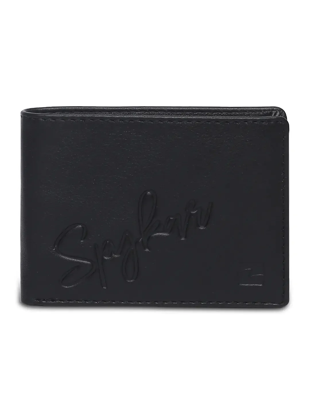 Spykar Men Black Leather Bi-Fold Wallet