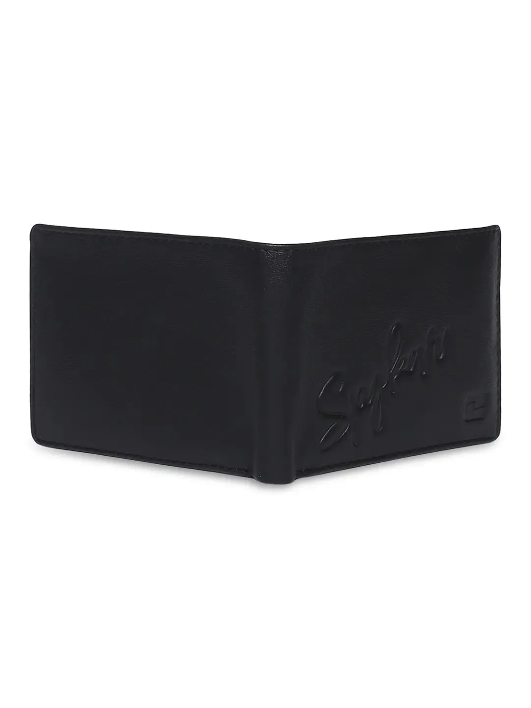 Spykar Men Black Leather Bi-Fold Wallet