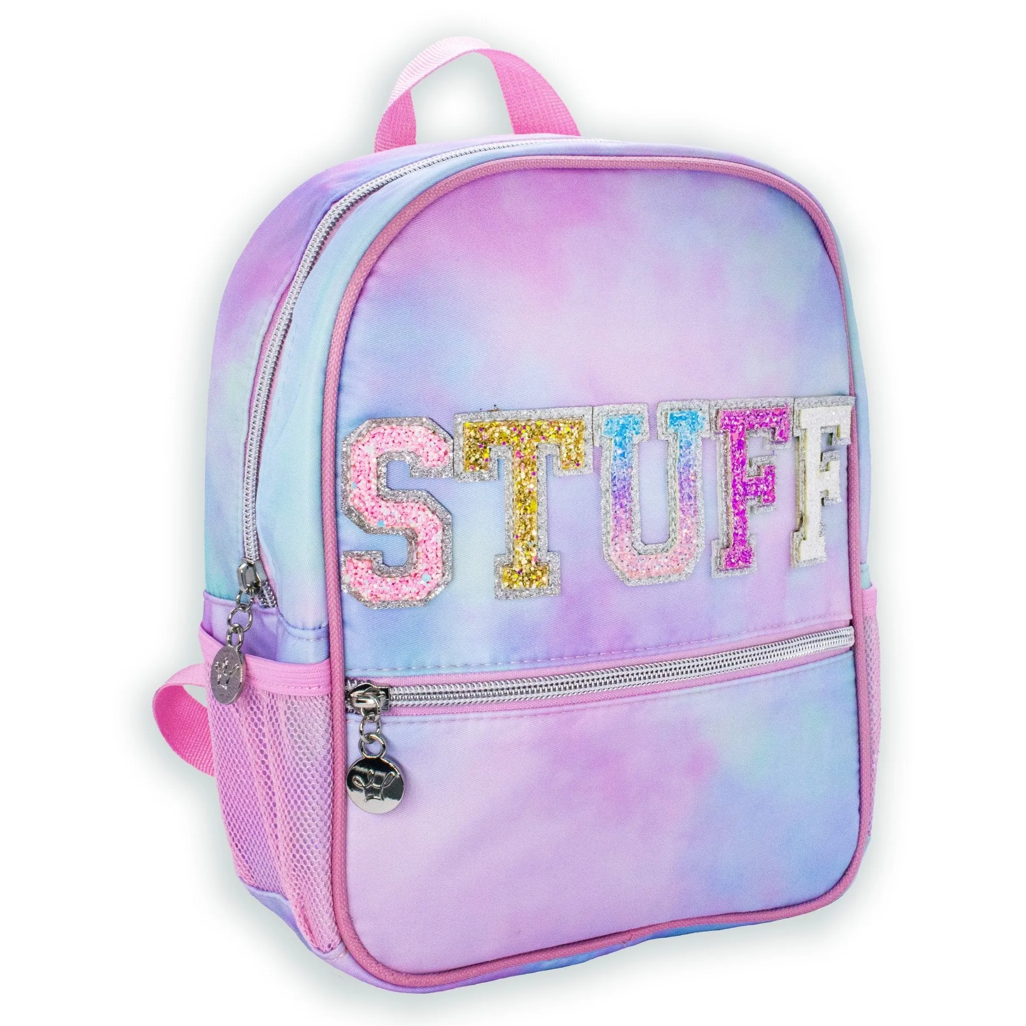 Tie Dye Backpack with Glitter Varsity Patch Letters - Mini