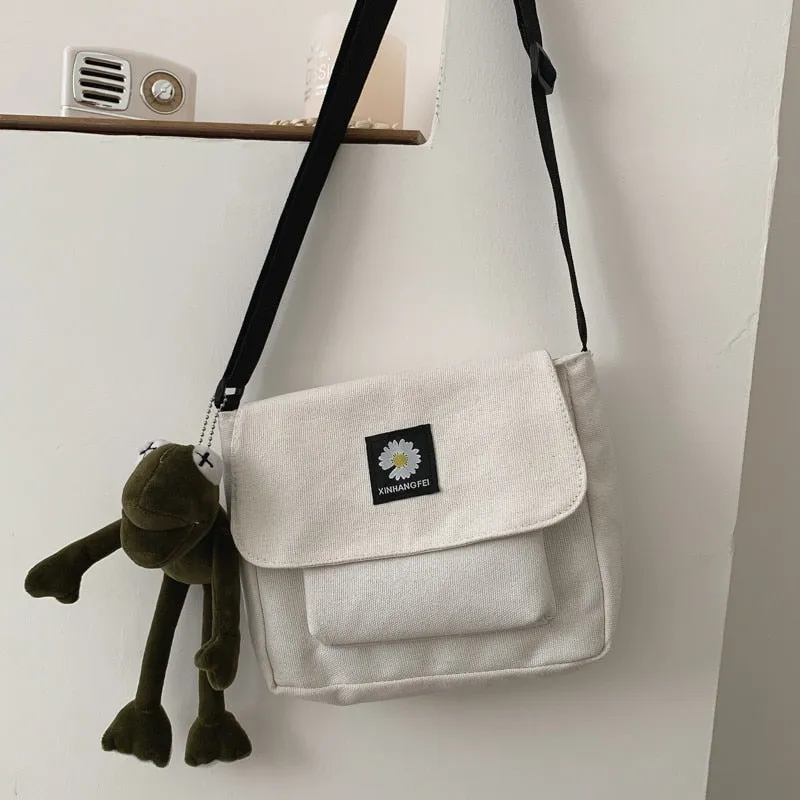 Wenkouban Korean Casual Canvas-Bag Women Small Messenger Bag Ladies Shoulder Bags For Women  Crossbody Bags Women Ladies Phone Bag