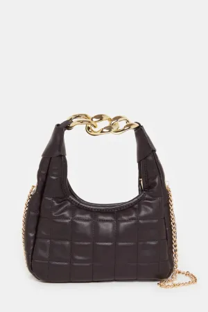 Women Black Quilted Slouch Bag