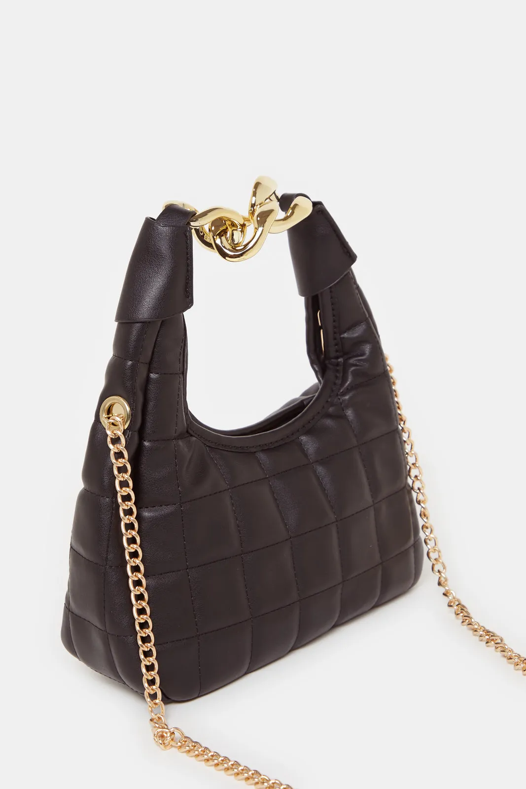 Women Black Quilted Slouch Bag